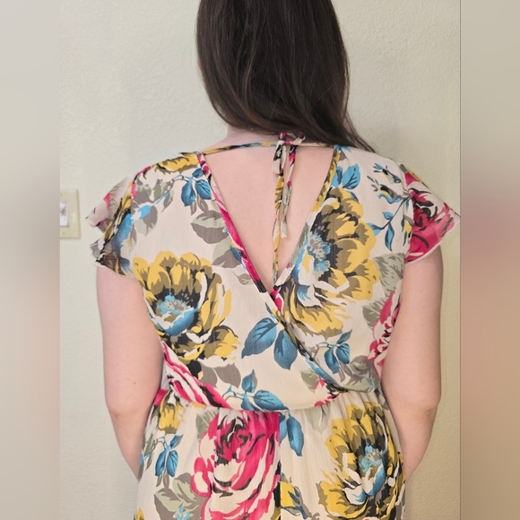 Band of Gypsies Floral Pink/ Yellow/Maxi Long Dress Boho Women's sz Larg Cottage - Picture 10 of 14